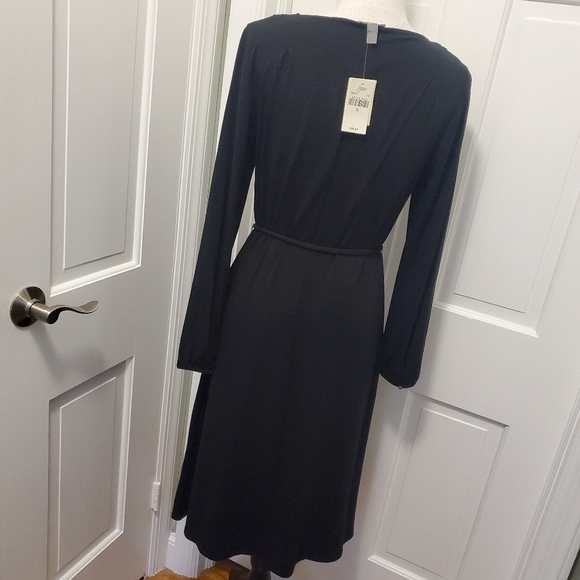 NWT J. Jill Black Midi Knit Dress Size Small, Stretch, Rope tie Belt - Picture 4 of 12
